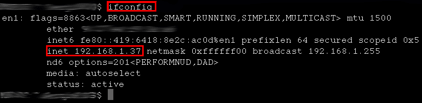 Terminal macOS - Comando ifconfig